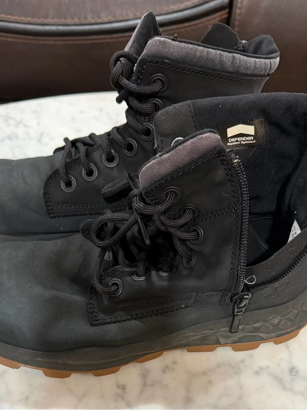 Timberland Black Lace-Up Men's Boots with Brown Soles